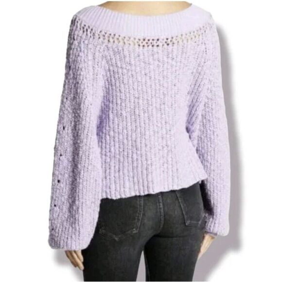 Free People Pandora’s Boat Neck Oversized Slouchy Knit Purple Pullover Sweater - Picture 7 of 8